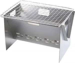 Camping Folding Stainless Steel Grill, Portable Grill Wood Burning Stoves Camping Bbq With Carry Bag,For Hiking Camp Kitchen