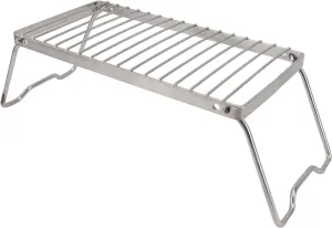 Camping Grate Folding Camping Grill Grate, Portable Over Fire Camp Grill Sturdy Stainless Steel Thicker Camp Fire Cook Rack Adjustable Height Draining Backpacking Grill for Outdoor
