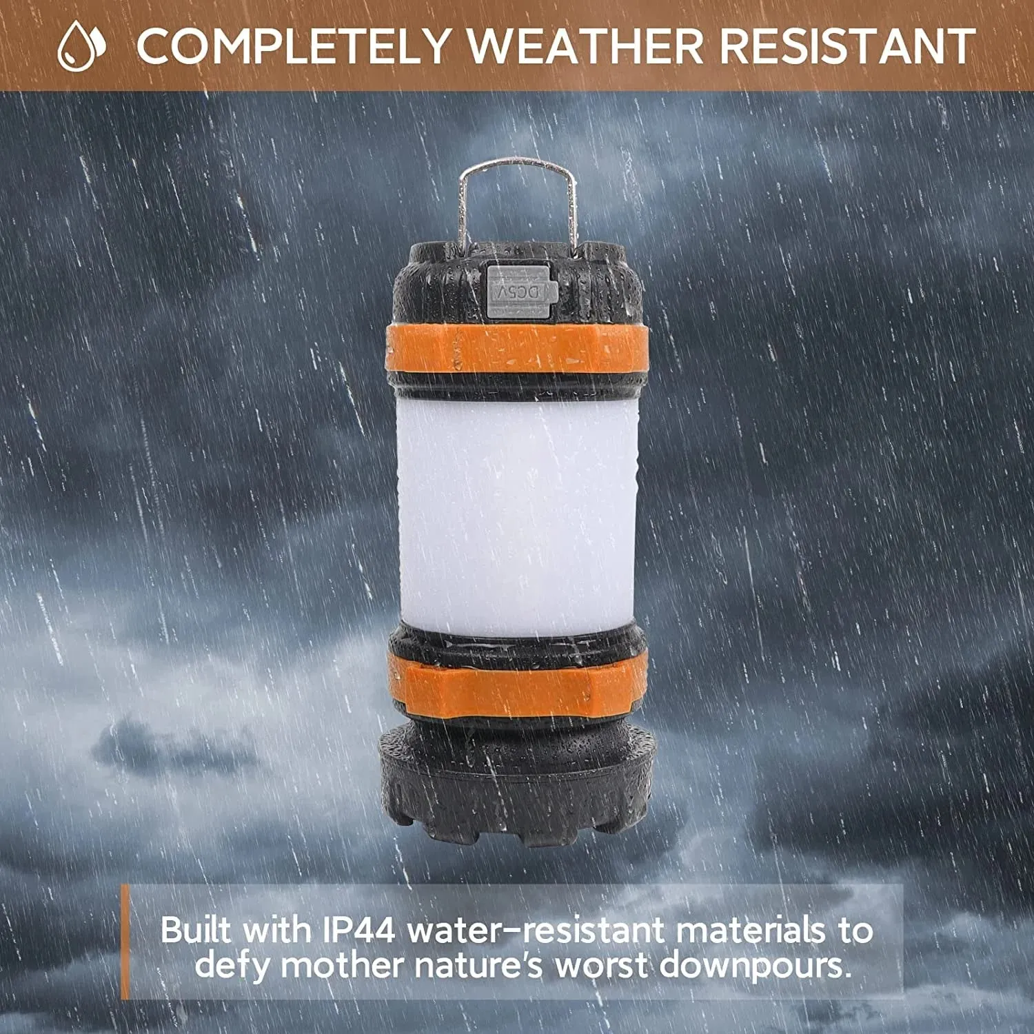 Camping Lantern with 4000mAh Power Bank - Rechargeable LED Camping Light (USB & Solar Charging)