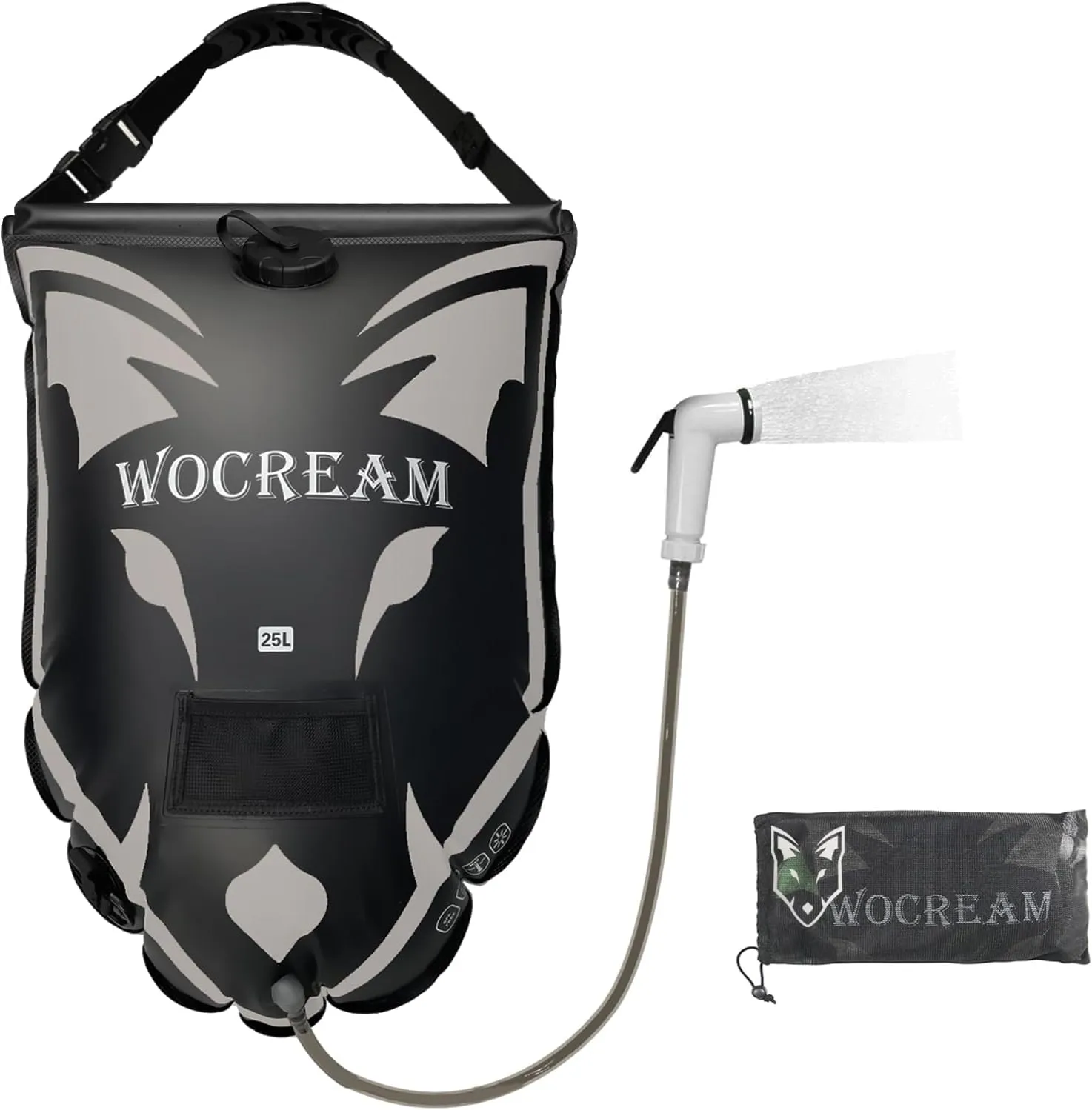 Camping Portable Solar Shower Bag, 25L, with On/Off Shower Head, for Camping, Beach Swimming, Outdoor Traveling, Camping Accessories
