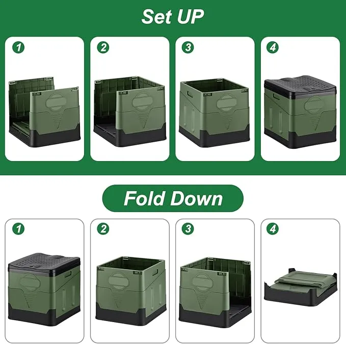 Camping Portable Toilet, Foldable Portable Toilet With Lid, Adult Portable Bedpan Car Toilet Bucket Toilet, Outdoor Camping Hiking, Travel, Beach, Boating Travel Toilet (Green)