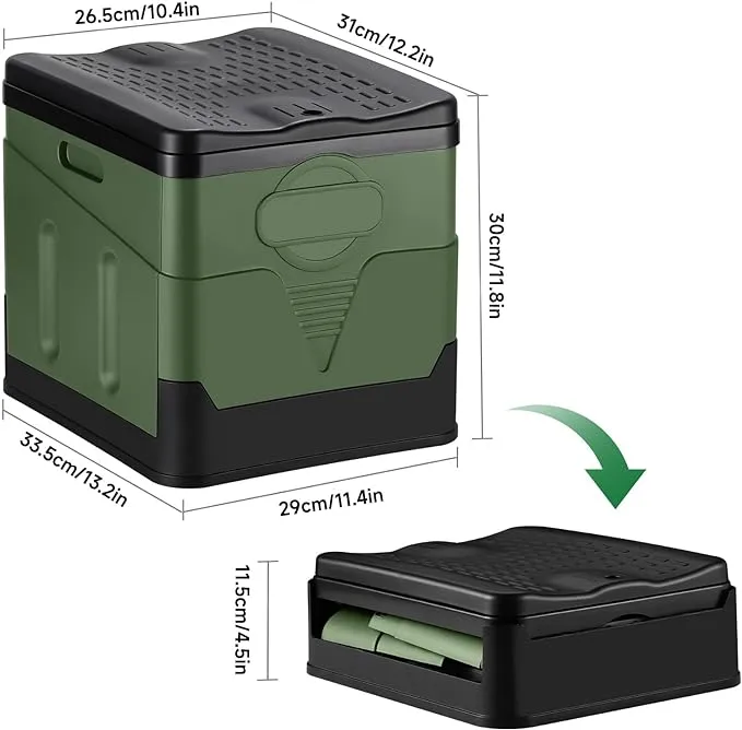Camping Portable Toilet, Foldable Portable Toilet With Lid, Adult Portable Bedpan Car Toilet Bucket Toilet, Outdoor Camping Hiking, Travel, Beach, Boating Travel Toilet (Green)