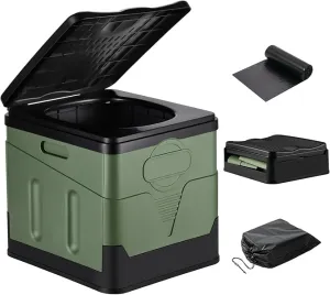 Camping Portable Toilet, Foldable Portable Toilet With Lid, Adult Portable Bedpan Car Toilet Bucket Toilet, Outdoor Camping Hiking, Travel, Beach, Boating Travel Toilet (Green)