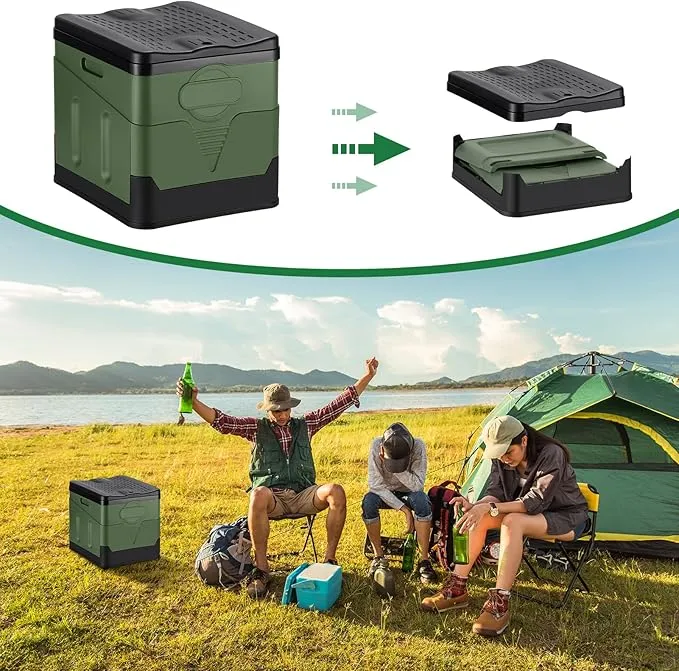 Camping Portable Toilet, Foldable Portable Toilet With Lid, Adult Portable Bedpan Car Toilet Bucket Toilet, Outdoor Camping Hiking, Travel, Beach, Boating Travel Toilet (Green)