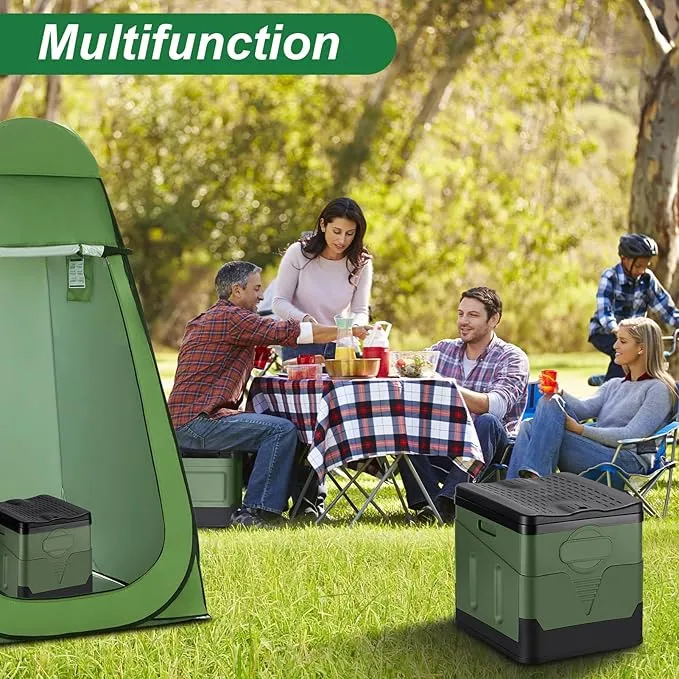 Camping Portable Toilet, Foldable Portable Toilet With Lid, Adult Portable Bedpan Car Toilet Bucket Toilet, Outdoor Camping Hiking, Travel, Beach, Boating Travel Toilet (Green)