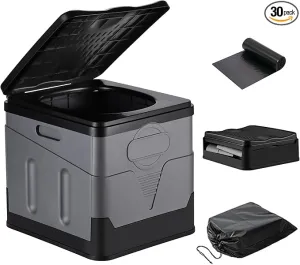 Camping Portable Toilet, Foldable Portable Toilet With Lid, Adult Portable Bedpan Car Toilet Bucket Toilet, Outdoor Camping Hiking, Travel, Beach, Boating Travel Toilet (Grey)