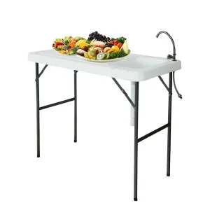 Camping Sink,Fish Cleaning Table with Sink,Outdoor Portable Folding Fish Cleaning Station, Washing Picnic Camping Kitchen Table Fish Fillet Hunting Table