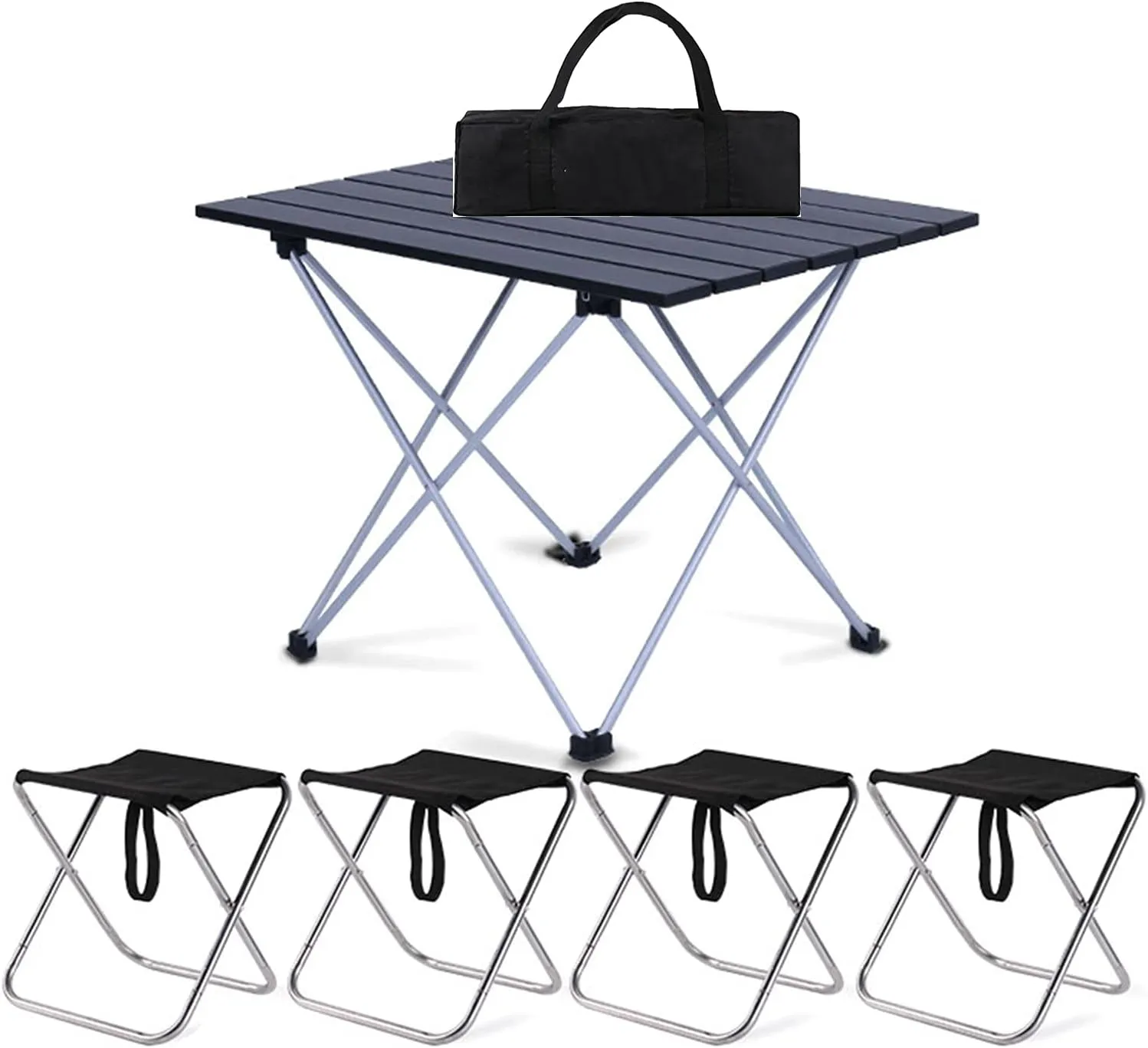 Camping Table Chairs Small Outdoor Set, Portable Aluminum Picnic Table, Suitable for Fishing, Barbecue and Hiking 56x40x40cm