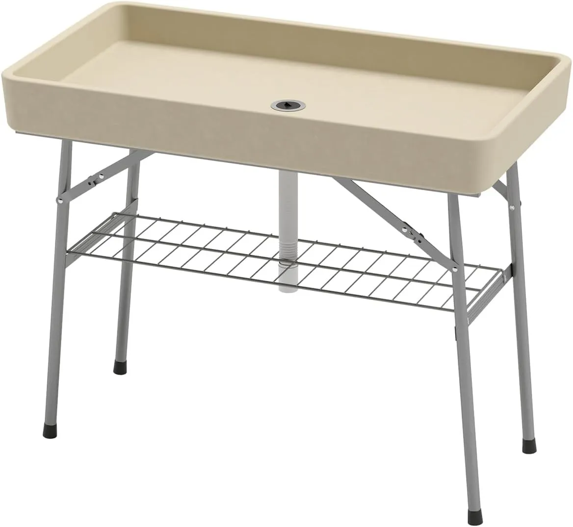 Camping Table, Folding Picnic Table, Folding Table for Picnic, Party, Camping,Utility Table, Banquet Table,Portable Desk, Camping, Dining Table Portable Folding Table for Picnic, Party, Camping - Tan