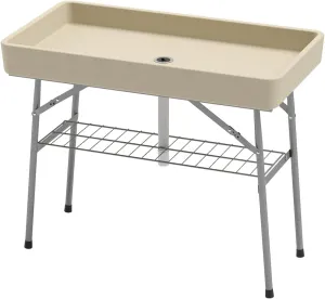 Camping Table, Folding Picnic Table, Folding Table for Picnic, Party, Camping,Utility Table, Banquet Table,Portable Desk, Camping, Dining Table Portable Folding Table for Picnic, Party, Camping - Tan