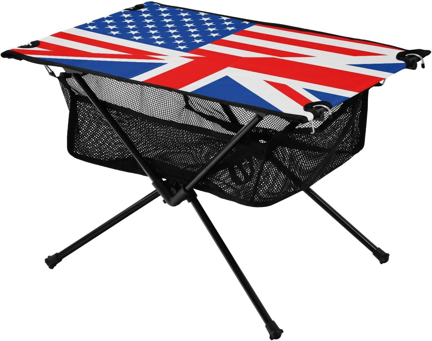 Camping Table Lightweight Portable Folding Table with Mesh Storage Net American and British Friendship Flag Ideal for Camping Hiking Beach Picnic Travel Backyard