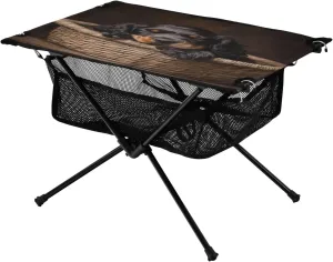 Camping Table Lightweight Portable Folding Table with Mesh Storage Net Black Brown Cocker Spaniel Ideal for Camping Hiking Beach Picnic Travel Backyard
