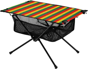 Camping Table Lightweight Portable Folding Table with Mesh Storage Net Black History Month Flag Stripes Ideal for Camping Hiking Beach Picnic Travel Backyard