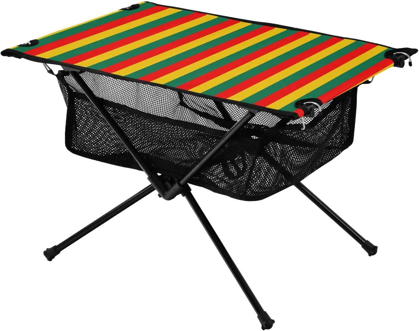 Camping Table Lightweight Portable Folding Table with Mesh Storage Net Black History Month Flag Stripes Ideal for Camping Hiking Beach Picnic Travel Backyard