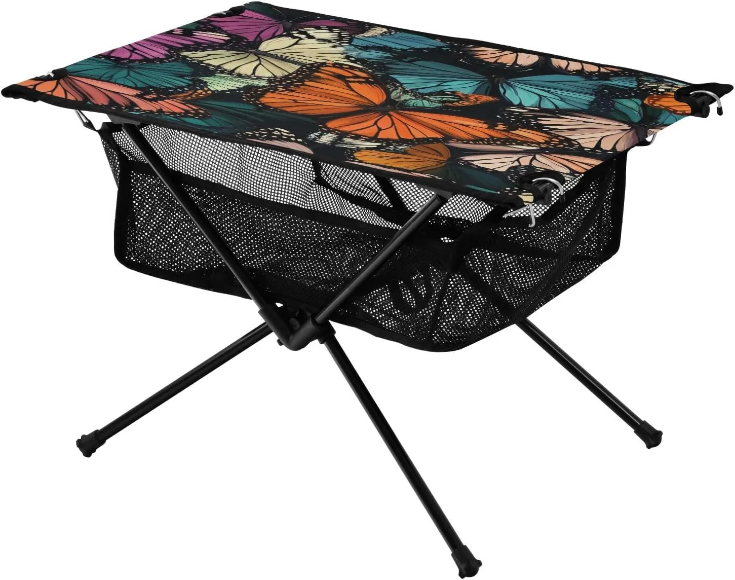 Camping Table Lightweight Portable Folding Table with Mesh Storage Net Butterfly Flower Colour Ideal for Camping Hiking Beach Picnic Travel Backyard