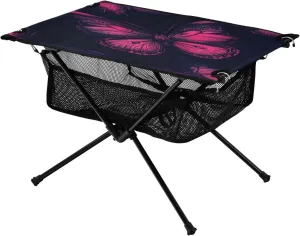 Camping Table Lightweight Portable Folding Table with Mesh Storage Net Butterfly Pink Ideal for Camping Hiking Beach Picnic Travel Backyard