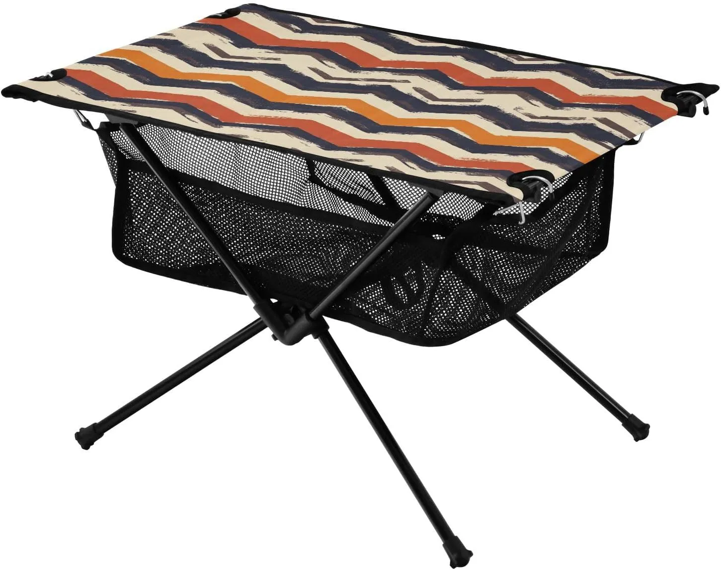 Camping Table Lightweight Portable Folding Table with Mesh Storage Net Colour Wave Stripes Ideal for Camping Hiking Beach Picnic Travel Backyard