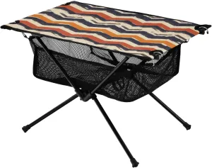 Camping Table Lightweight Portable Folding Table with Mesh Storage Net Colour Wave Stripes Ideal for Camping Hiking Beach Picnic Travel Backyard