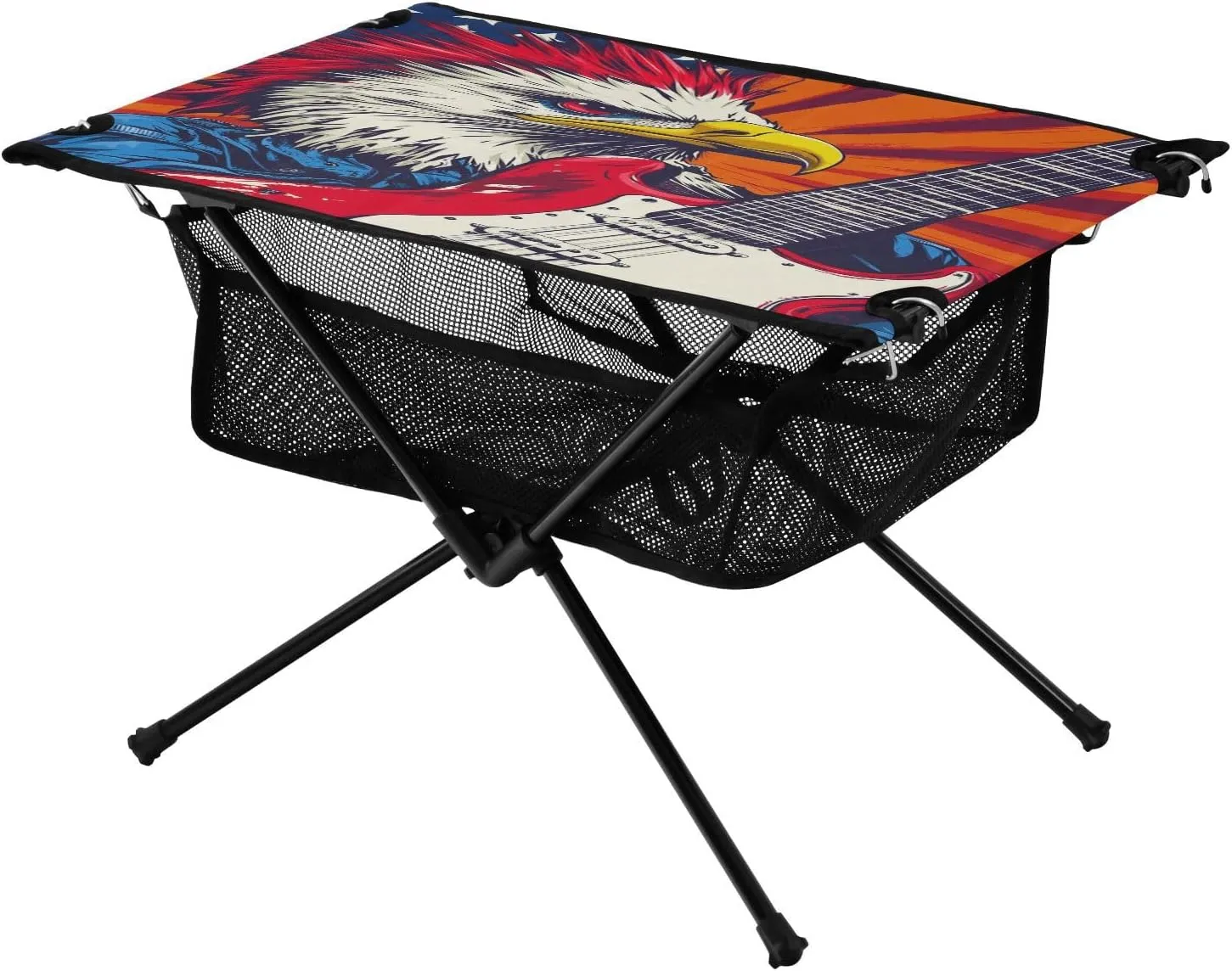 Camping Table Lightweight Portable Folding Table with Mesh Storage Net Eagle Vulture Guitar Ideal for Camping Hiking Beach Picnic Travel Backyard