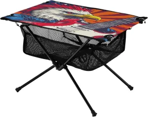 Camping Table Lightweight Portable Folding Table with Mesh Storage Net Eagle Vulture Guitar Ideal for Camping Hiking Beach Picnic Travel Backyard
