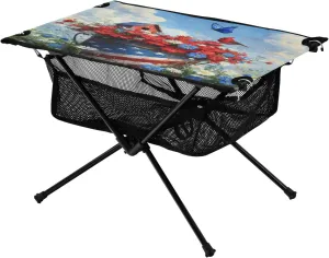 Camping Table Lightweight Portable Folding Table with Mesh Storage Net Flower Tube America Ideal for Camping Hiking Beach Picnic Travel Backyard
