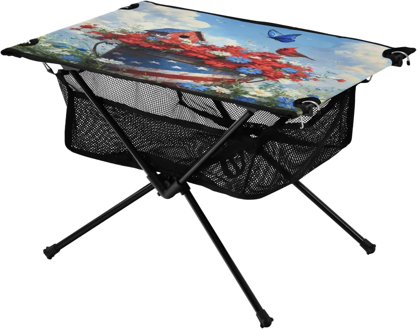 Camping Table Lightweight Portable Folding Table with Mesh Storage Net Flower Tube America Ideal for Camping Hiking Beach Picnic Travel Backyard