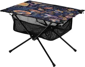 Camping Table Lightweight Portable Folding Table with Mesh Storage Net Mushroom Purple Ideal for Camping Hiking Beach Picnic Travel Backyard