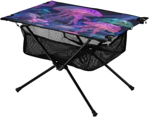 Camping Table Lightweight Portable Folding Table with Mesh Storage Net Ocean Themed Pink Jellyfish Ideal for Camping Hiking Beach Picnic Travel Backyard