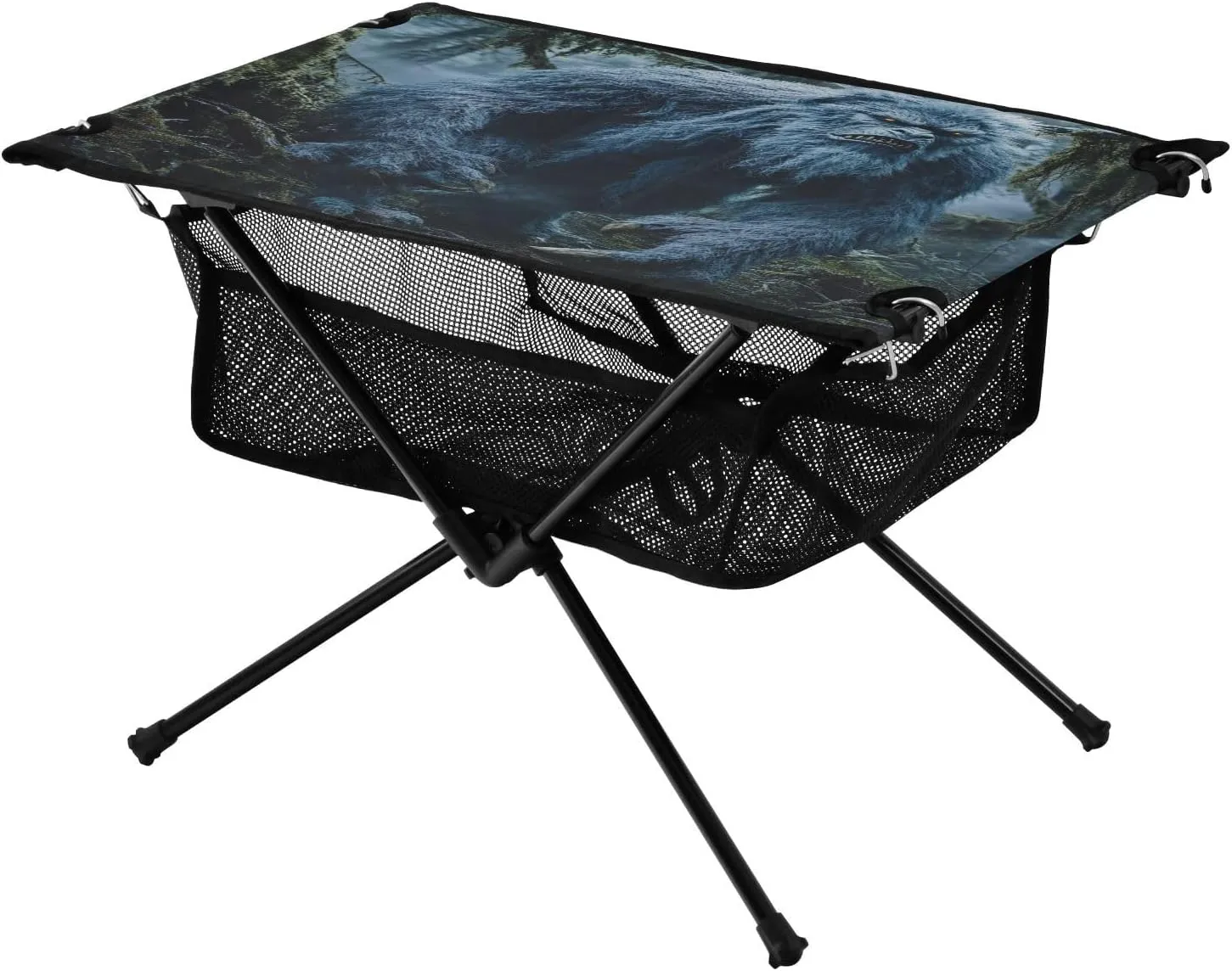 Camping Table Lightweight Portable Folding Table with Mesh Storage Net Orangutan Bigfoot Blue Gray Ideal for Camping Hiking Beach Picnic Travel Backyard