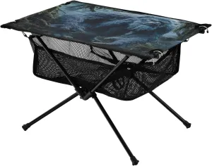 Camping Table Lightweight Portable Folding Table with Mesh Storage Net Orangutan Bigfoot Blue Gray Ideal for Camping Hiking Beach Picnic Travel Backyard