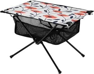 Camping Table Lightweight Portable Folding Table with Mesh Storage Net Poppy Flower Black Leaves Ideal for Camping Hiking Beach Picnic Travel Backyard