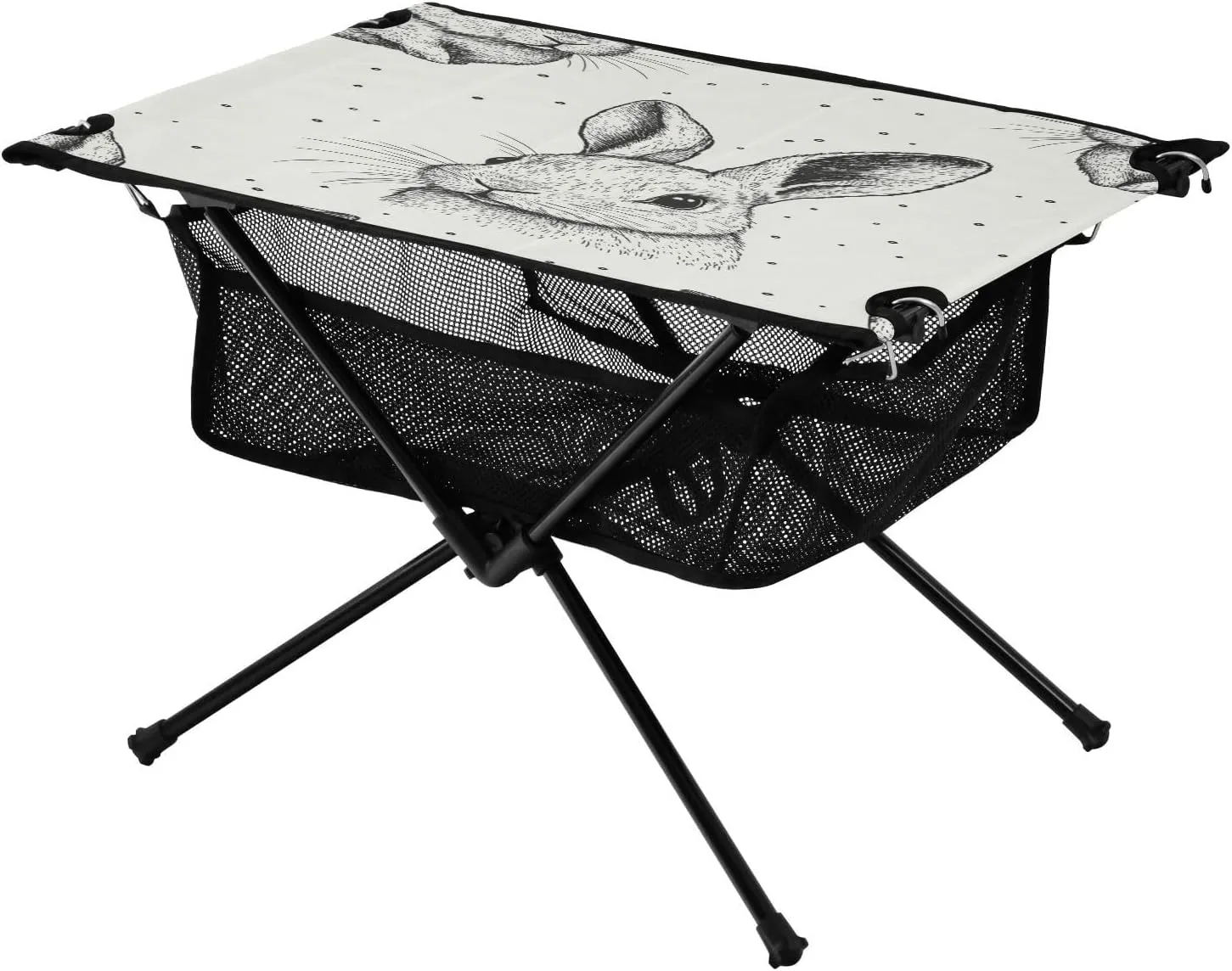 Camping Table Lightweight Portable Folding Table with Mesh Storage Net Rabbit Dot Ideal for Camping Hiking Beach Picnic Travel Backyard