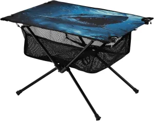 Camping Table Lightweight Portable Folding Table with Mesh Storage Net Shark Dinosaur Ideal for Camping Hiking Beach Picnic Travel Backyard