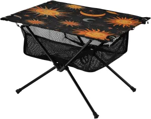 Camping Table Lightweight Portable Folding Table with Mesh Storage Net Star Moon Sun Flowers Ideal for Camping Hiking Beach Picnic Travel Backyard