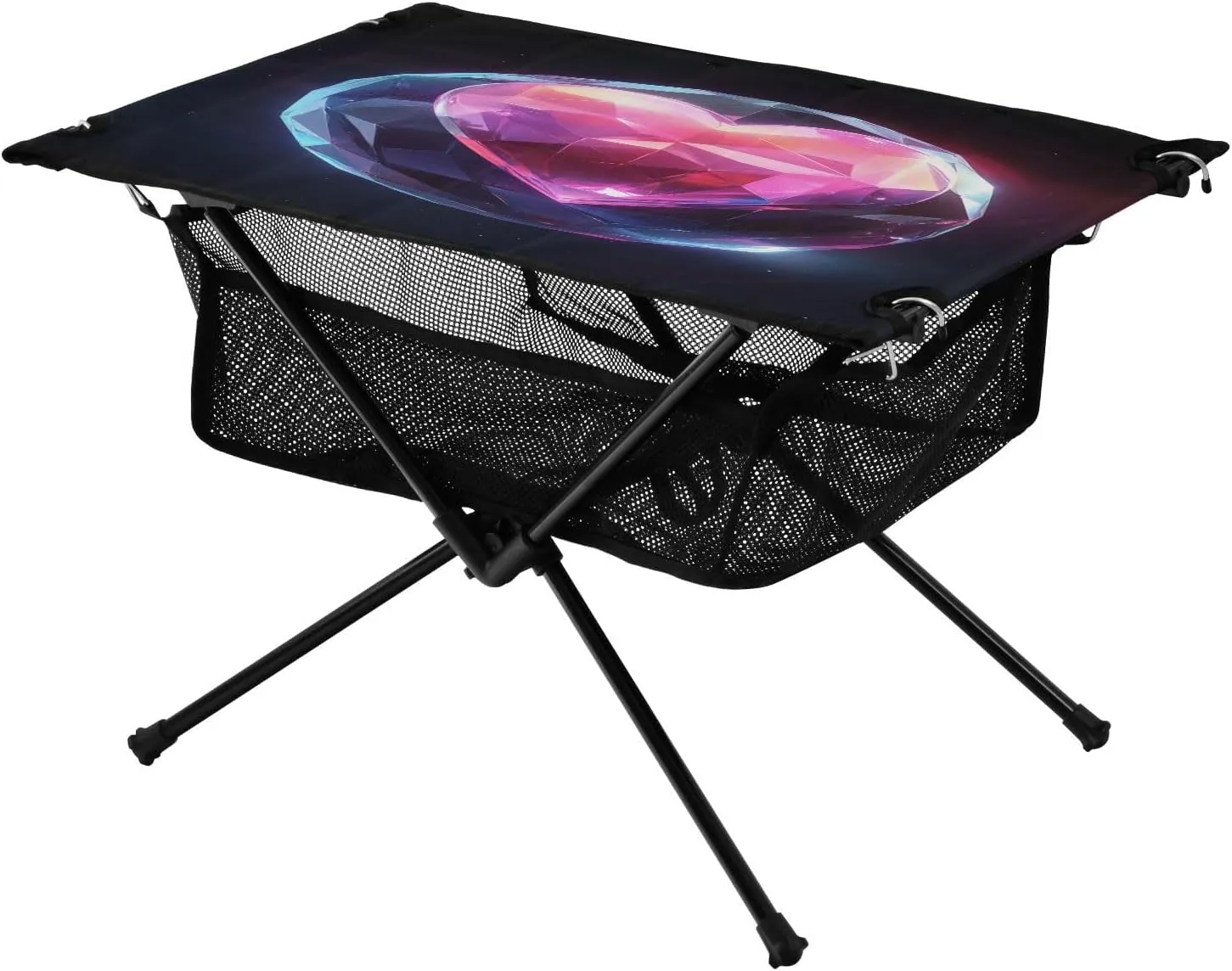 Camping Table Lightweight Portable Folding Table with Mesh Storage Net World Map Love Ideal for Camping Hiking Beach Picnic Travel Backyard