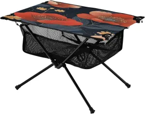 Camping Table Lightweight Portable Folding Table with Mesh Storage Net Yellow Poppy Flower Ideal for Camping Hiking Beach Picnic Travel Backyard