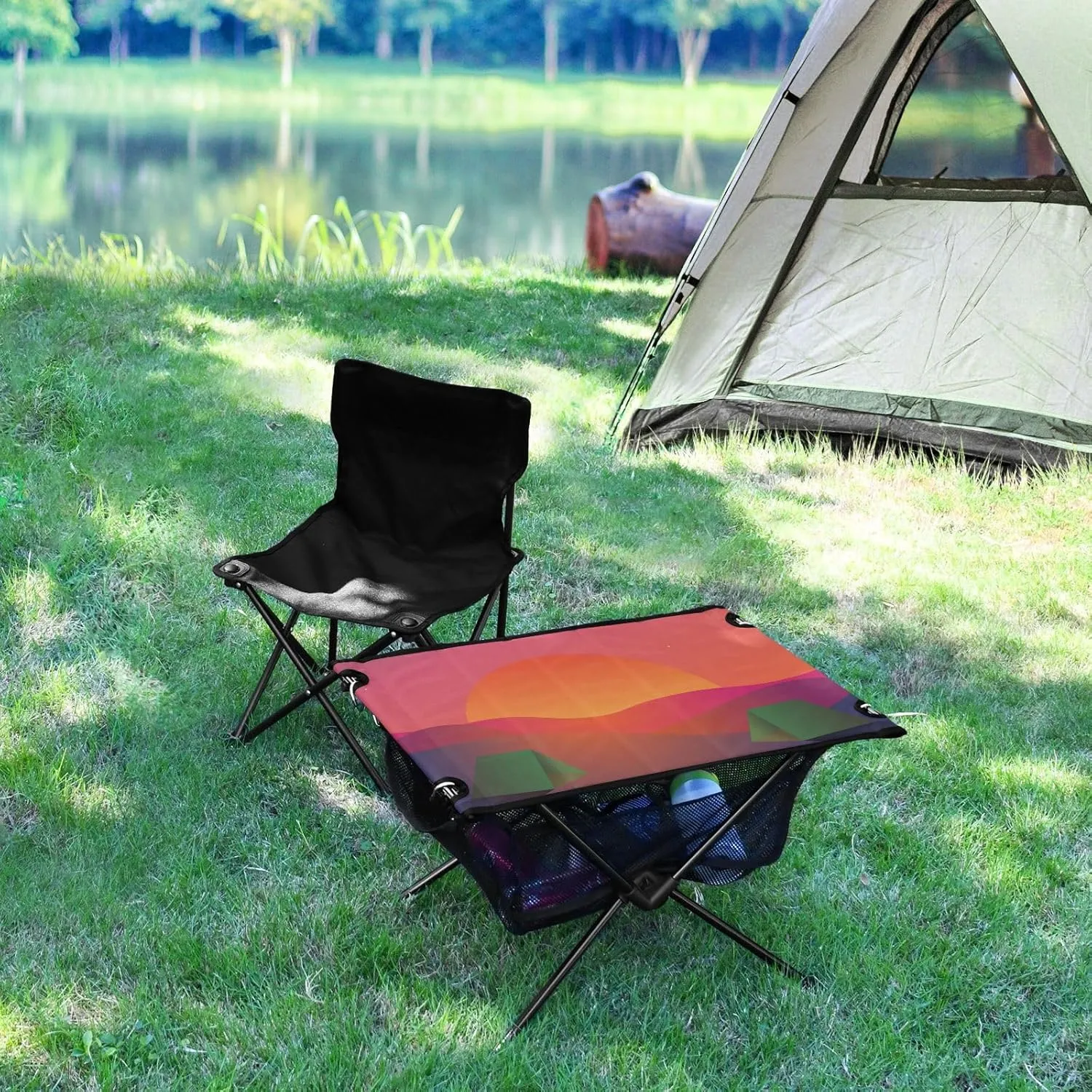 Camping Table Portable Outdoor Folding Table with Storage Mesh for Hiking Picnics BBQ Cooking Dining Kitchen Backpacking Camp