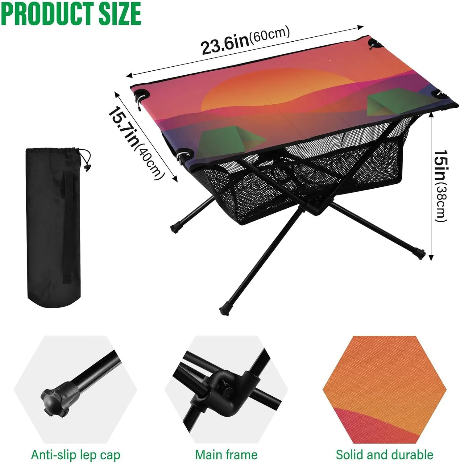 Camping Table Portable Outdoor Folding Table with Storage Mesh for Hiking Picnics BBQ Cooking Dining Kitchen Backpacking Camp