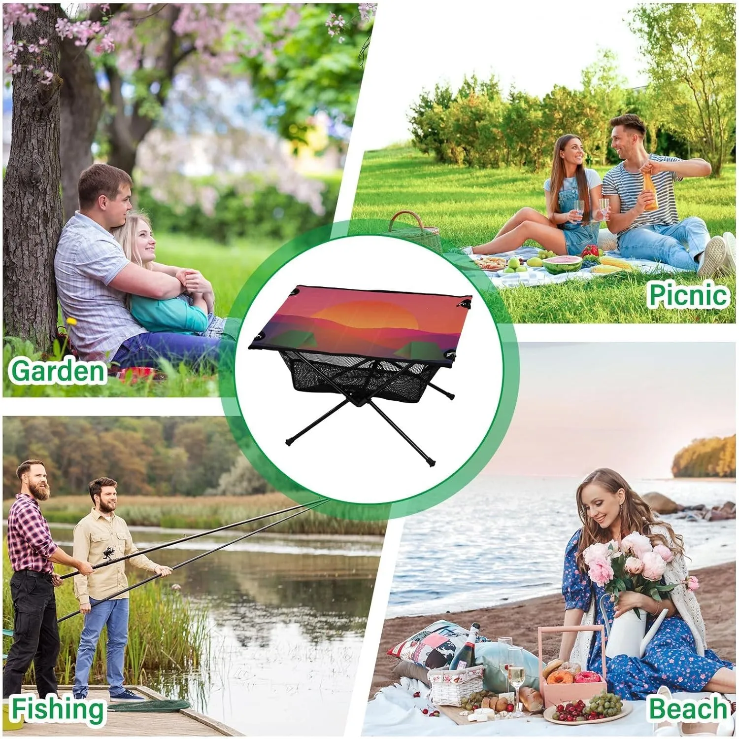 Camping Table Portable Outdoor Folding Table with Storage Mesh for Hiking Picnics BBQ Cooking Dining Kitchen Backpacking Camp