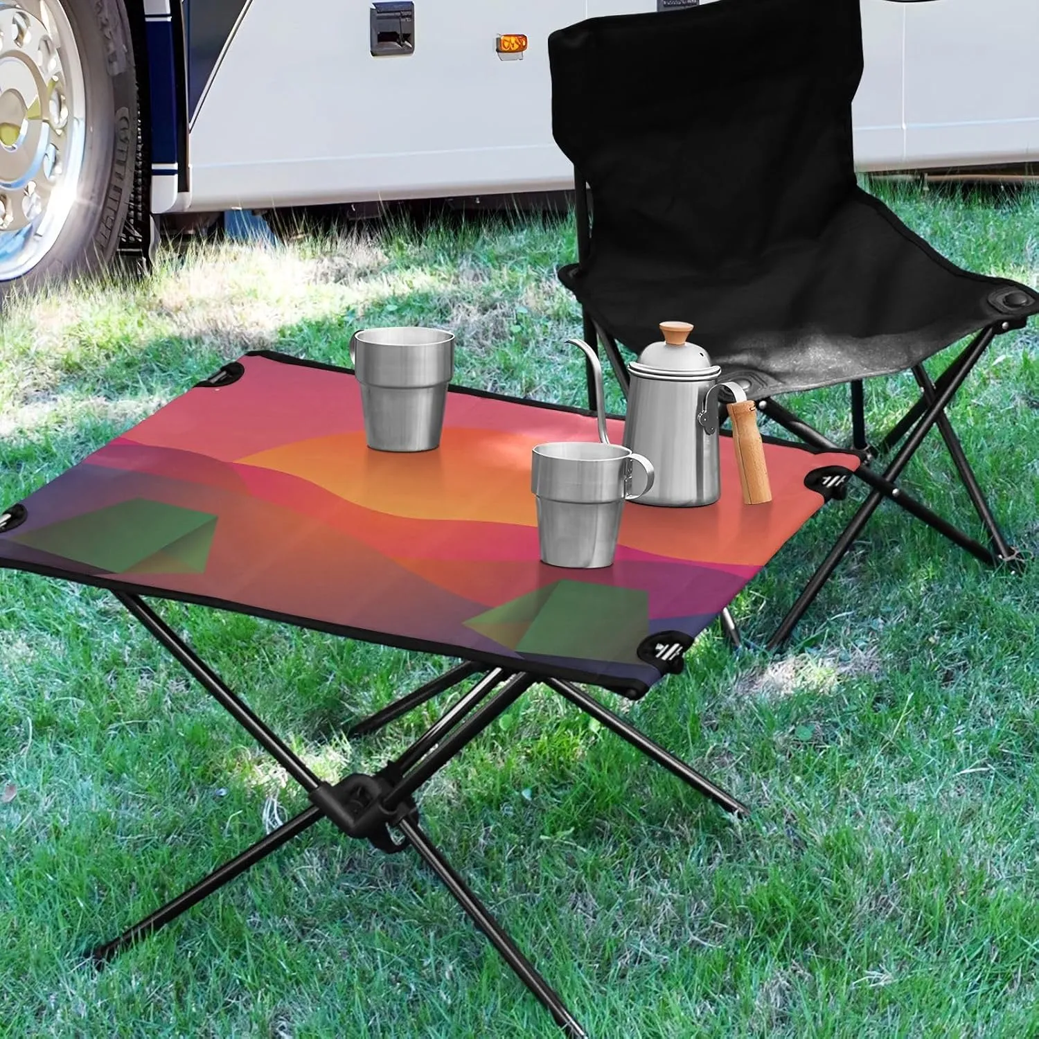 Camping Table Portable Outdoor Folding Table with Storage Mesh for Hiking Picnics BBQ Cooking Dining Kitchen Backpacking Camp