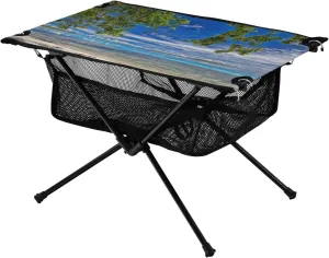 Camping Table Portable Outdoor Folding Table with Storage Mesh for Hiking Picnics BBQ Cooking Dining Kitchen Backpacking Landscape