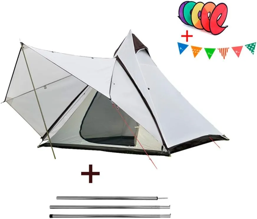 Camping Teepee Tent Yurt Tent with Screen 4 Season Double Layers Waterproof Anti-UV Windproof Tents for Outdoor Camping Hiking Hunting 3-4 Person