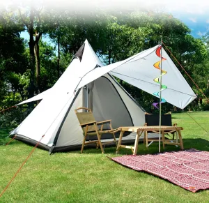 Camping Teepee Tent Yurt Tent with Screen 4 Season Double Layers Waterproof Anti-UV Windproof Tents for Outdoor Camping Hiking Hunting 3-4 Person