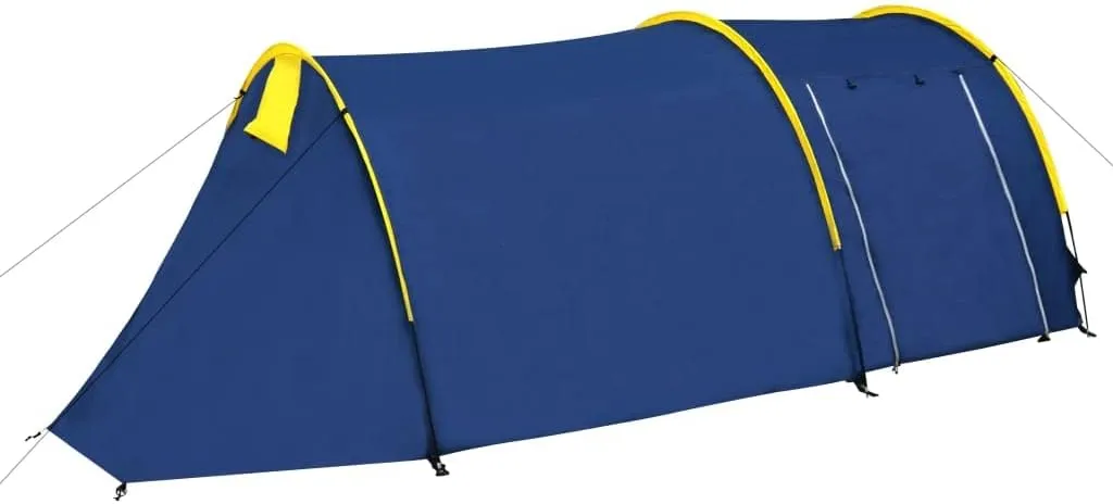 Camping Tent 4 Persons Navy Blue/Yellow,Tents-5.06lbs