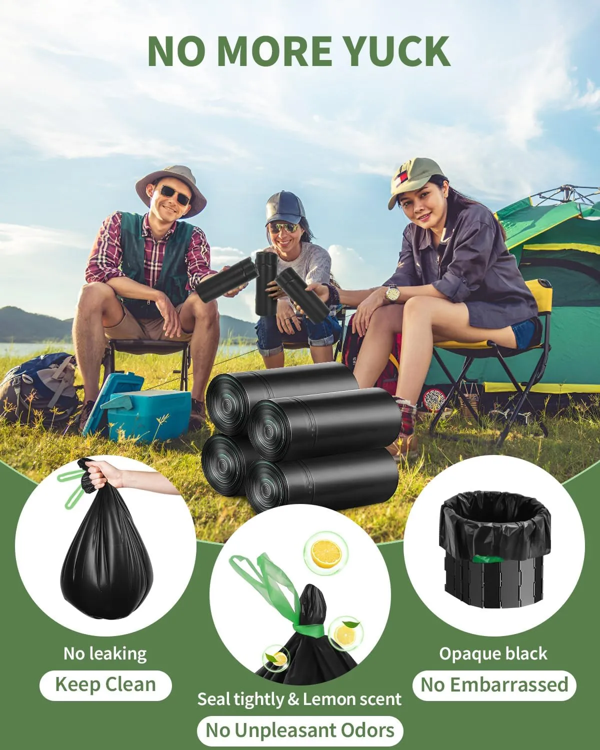 Camping Toilet Bags Poo Gel Set, Portable Toilet Bags with Camping Toilet Gel, Composting Toilet Bags Poo Gel for Portable Toilet Camping Outdoor Hiking Emergency Toilet