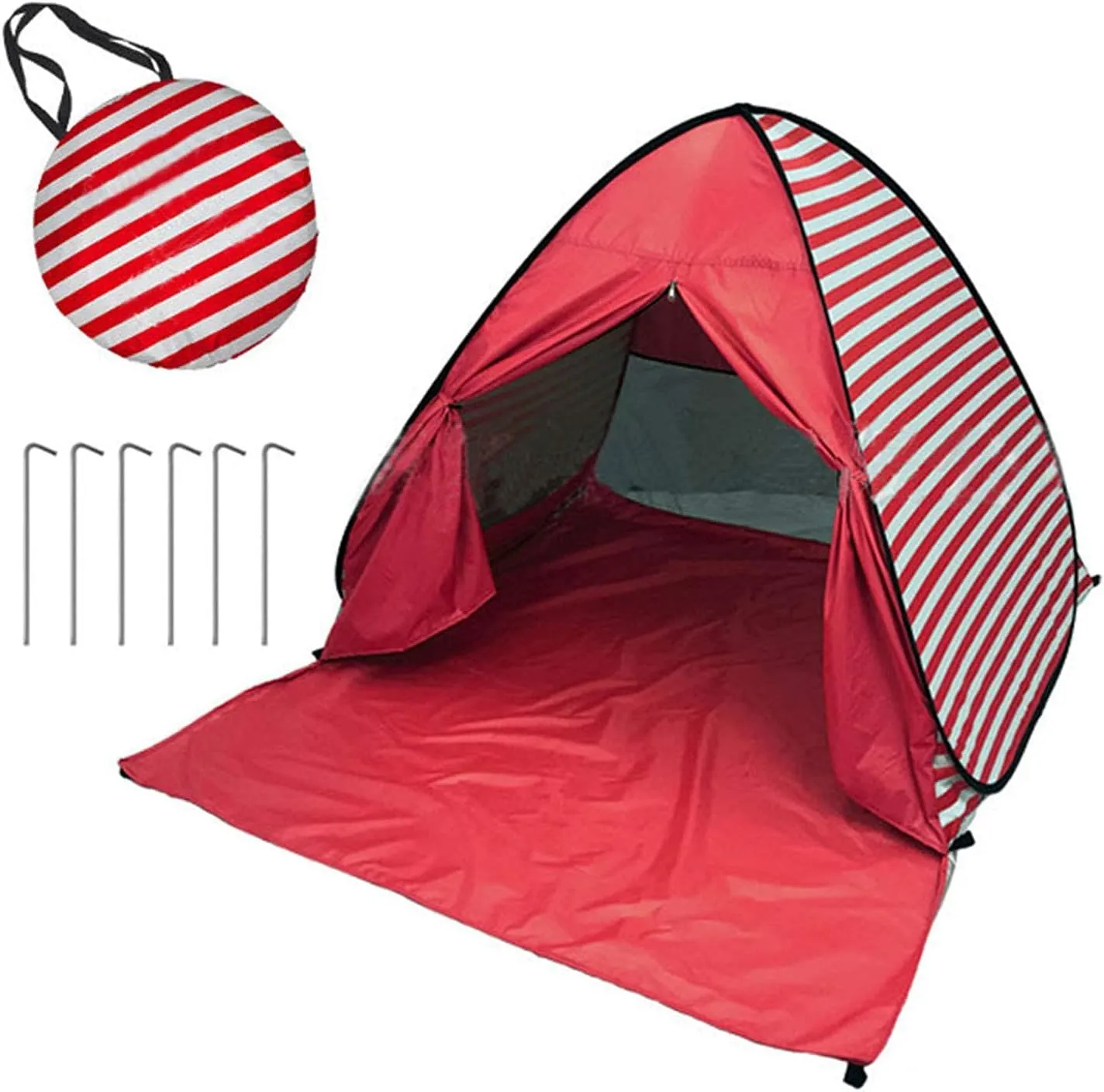 Camping Toilet Tent Pop Up Beach Privacy Tent 2-3 Person Automatic Beach Shelters Windproof Ventilated Portable Lightweight, Red