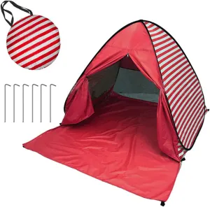 Camping Toilet Tent Pop Up Beach Privacy Tent 2-3 Person Automatic Beach Shelters Windproof Ventilated Portable Lightweight, Red