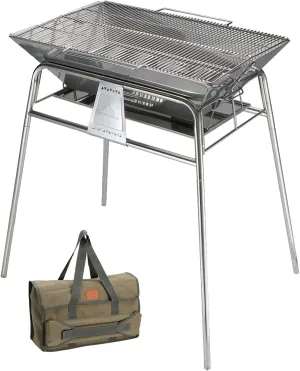 CAMPINGMOON Folding Camping Charcoal Grill BBQ Stainless Steel Large Size Stand Type MT-5-MAX