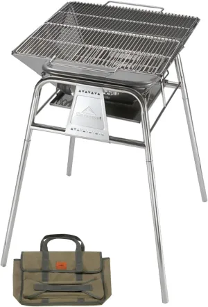 CAMPINGMOON Folding Camping Charcoal Grill BBQ Stainless Steel Stand Type MT-5