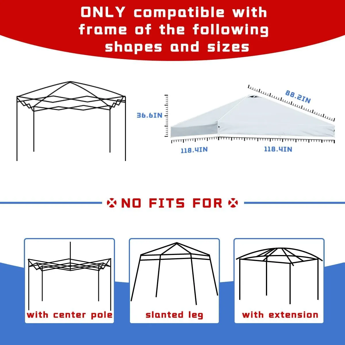 Canopy Replacement Top Outdoor for 10x10 Pop up Tent only Silver Coated Cover with Ropes, Sky Blue